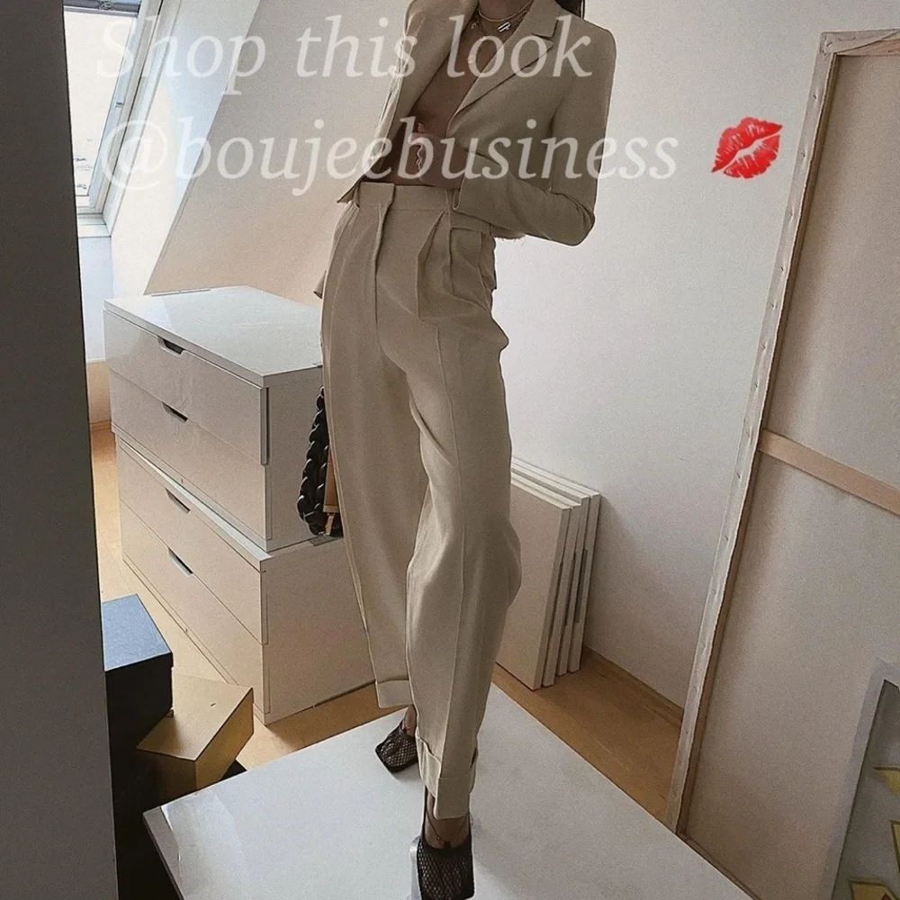H&M Wide-Leg Twill Pants